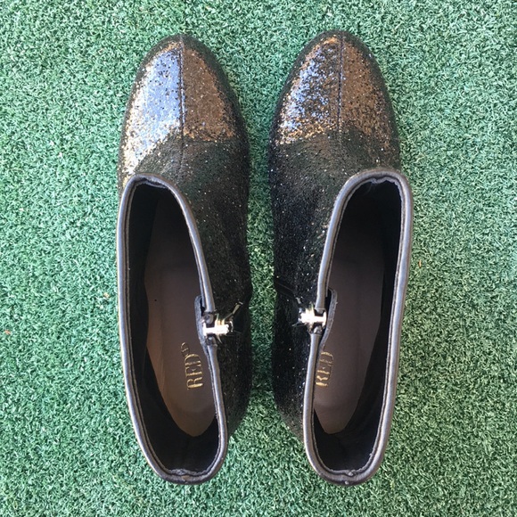 NWT Red Valentino Glitter Block Heel Boot Black 37 - Picture 10 of 16